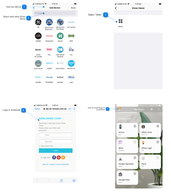 Samsung SmartThings Linking Steps